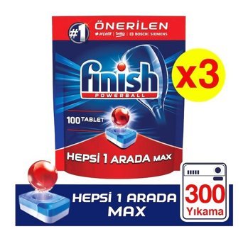 Finish Hepsi Bir Arada Max Tablet Bulaşık Makinesi Deterjanı 3x100 Adet