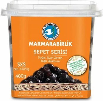 Marmarabirlik Sepet Serisi Tuzlu Salamura Yağlı Siyah Zeytin Kutu 400 gr