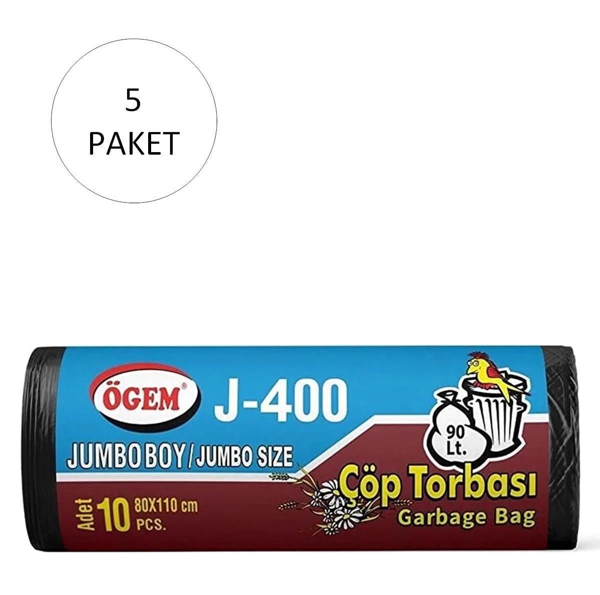 Ögem J-400 Jumbo Boy 80x110 cm Çöp Poşeti 50 Adet Siyah