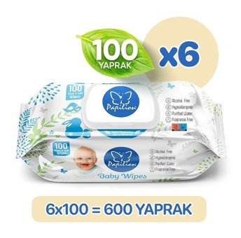 Papilion Baby Sensitive Antibakteriyel Yenidoğan 100 Yaprak 6'lı Islak Mendil