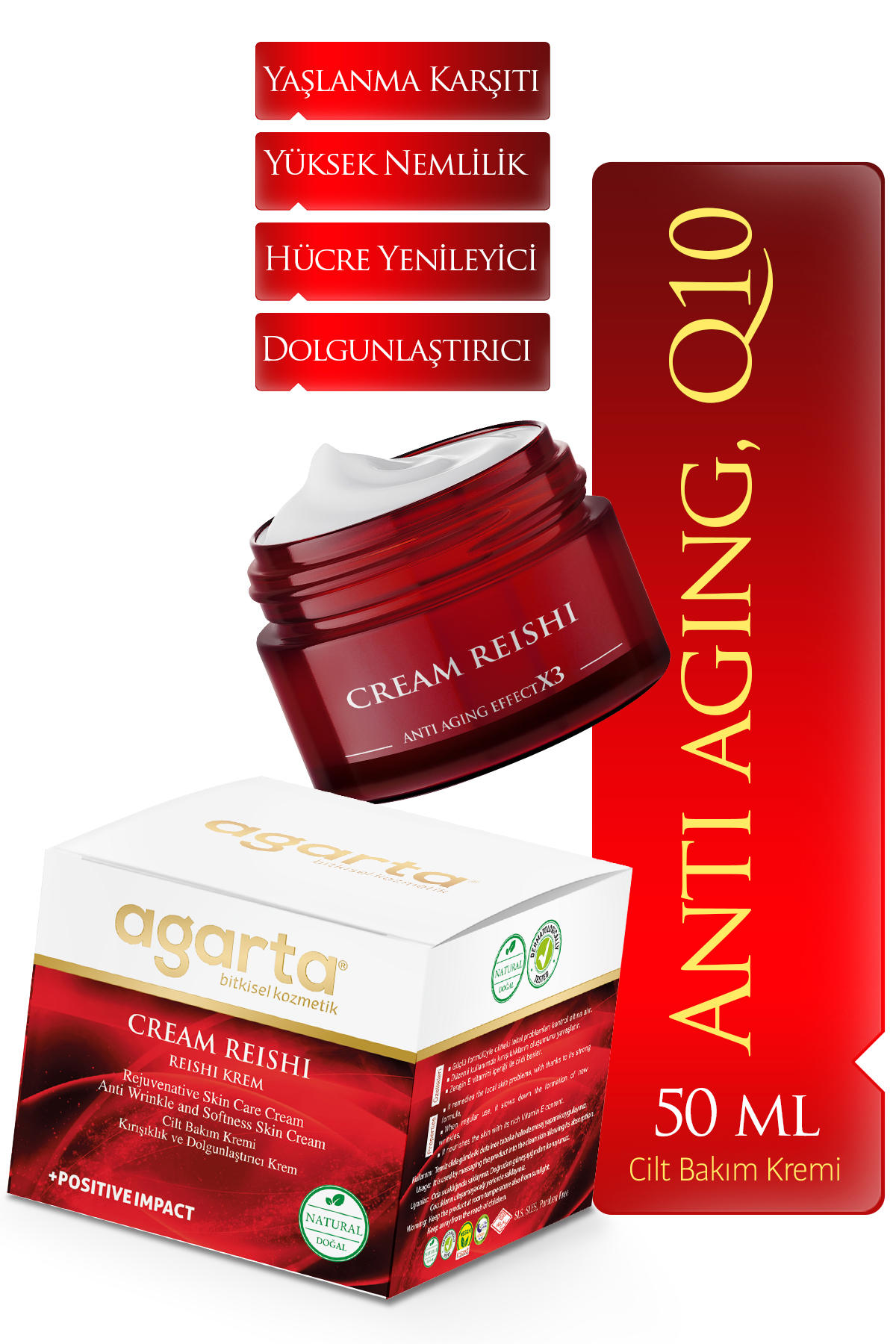 Agarta 30+ Nemlendirici Tüm Ciltler Anti-Aging, Kırışıklık Giderici Yüz Krem 50 ml