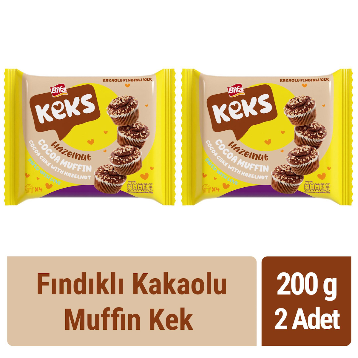 Bifa Muffin Fındıklı-Kakaolu Kek 2x200 gr