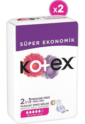 Kotex 2in1 Ultra Uzun 12'li Mesane Pedi 2 Adet