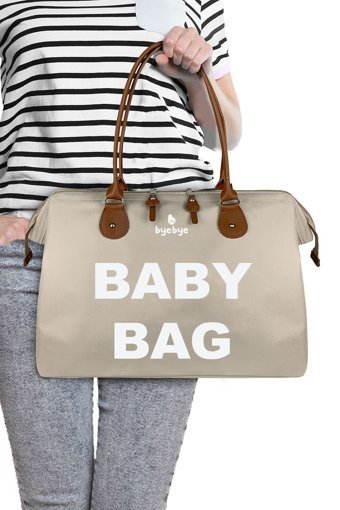 Bye Bye Baby Bag Fermuarlı Kumaş Bebek Kol Çantası Bej