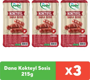 Pınar Parmak Dana Kokteyl Sosis 3x215 gr