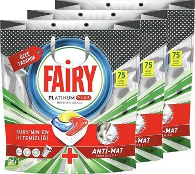 Fairy Platinum Plus Limon Tablet Bulaşık Makinesi Deterjanı 3x75 Adet