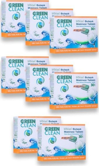 Green Clean Bitkisel Tablet Bulaşık Makinesi Deterjanı 8x30 Adet