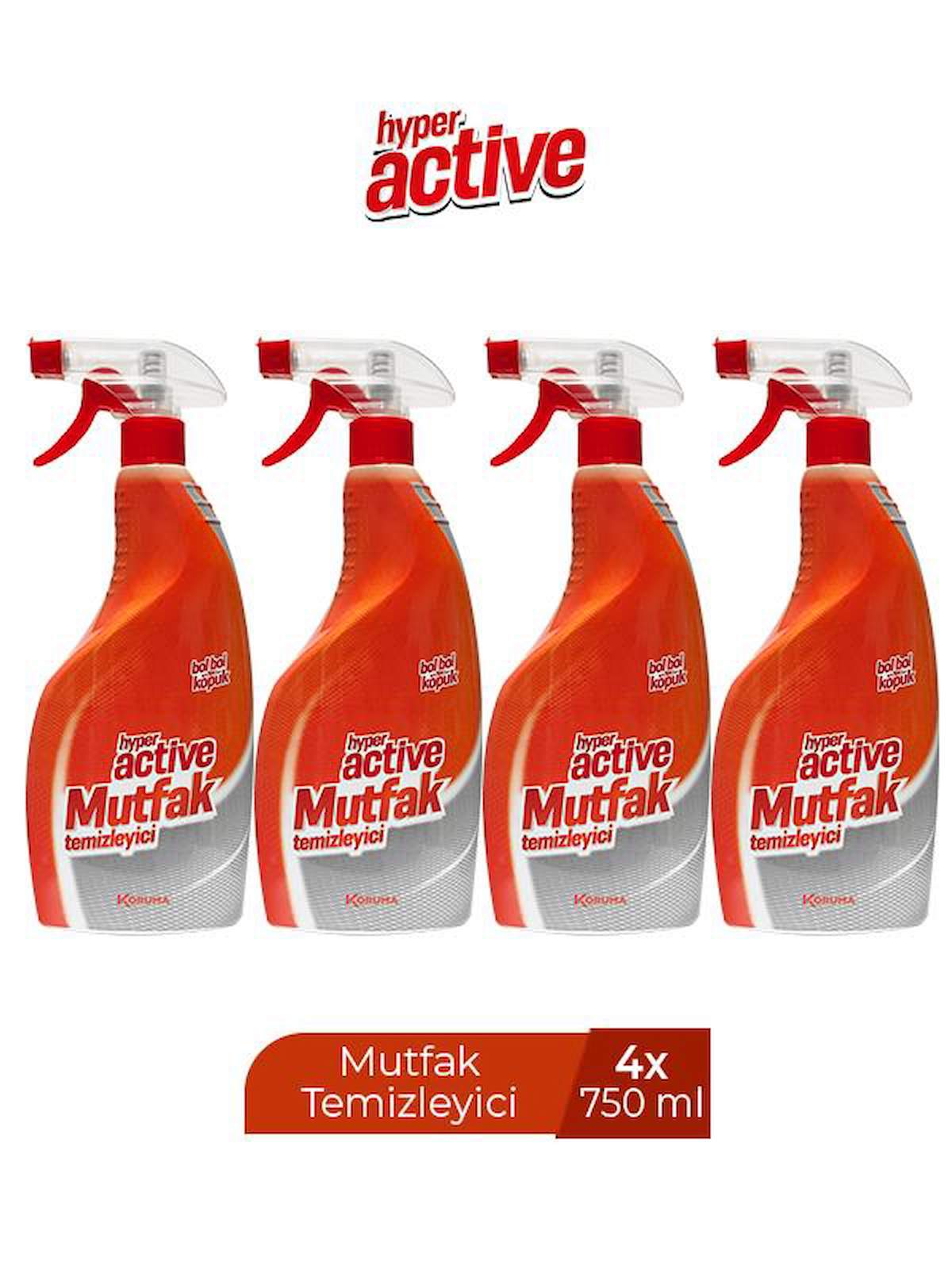 Hyper Active Mutfak Sprey Mutfak Ve Banyo Temizleyici 4x750 ml