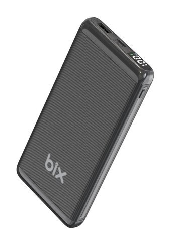 Bix Bxpb107 10000 mAh Hızlı Şarj Dijital Göstergeli Type C - USB Çoklu Bağlantı Powerbank Siyah