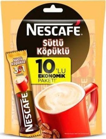 Nescafe 3'ü 1 Arada Sütlü Köpüklü Paket Granül Kahve 40x4.35 gr