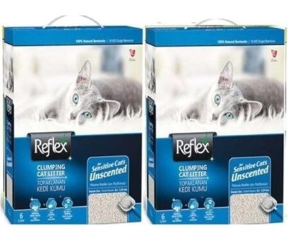 Reflex Parfümsüz Topaklanan İnce Taneli Bentonit Kedi Kumu 2x6 lt