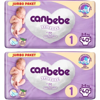 Canbebe Yenidoğan 1 Numara Bantlı Bebek Bezi 2x80 Adet