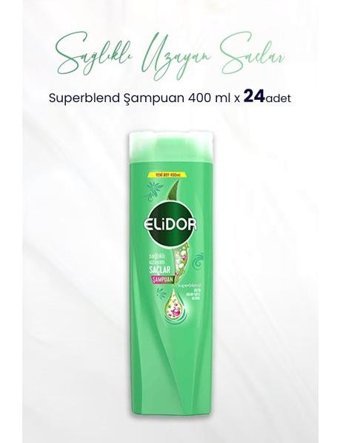 Elidor Superblend Saç Uzatan Tüm Saçlar İçin Düz Saçlar İçin Argan Yağlı 2'si 1 Arada Şampuan 24x400 ml