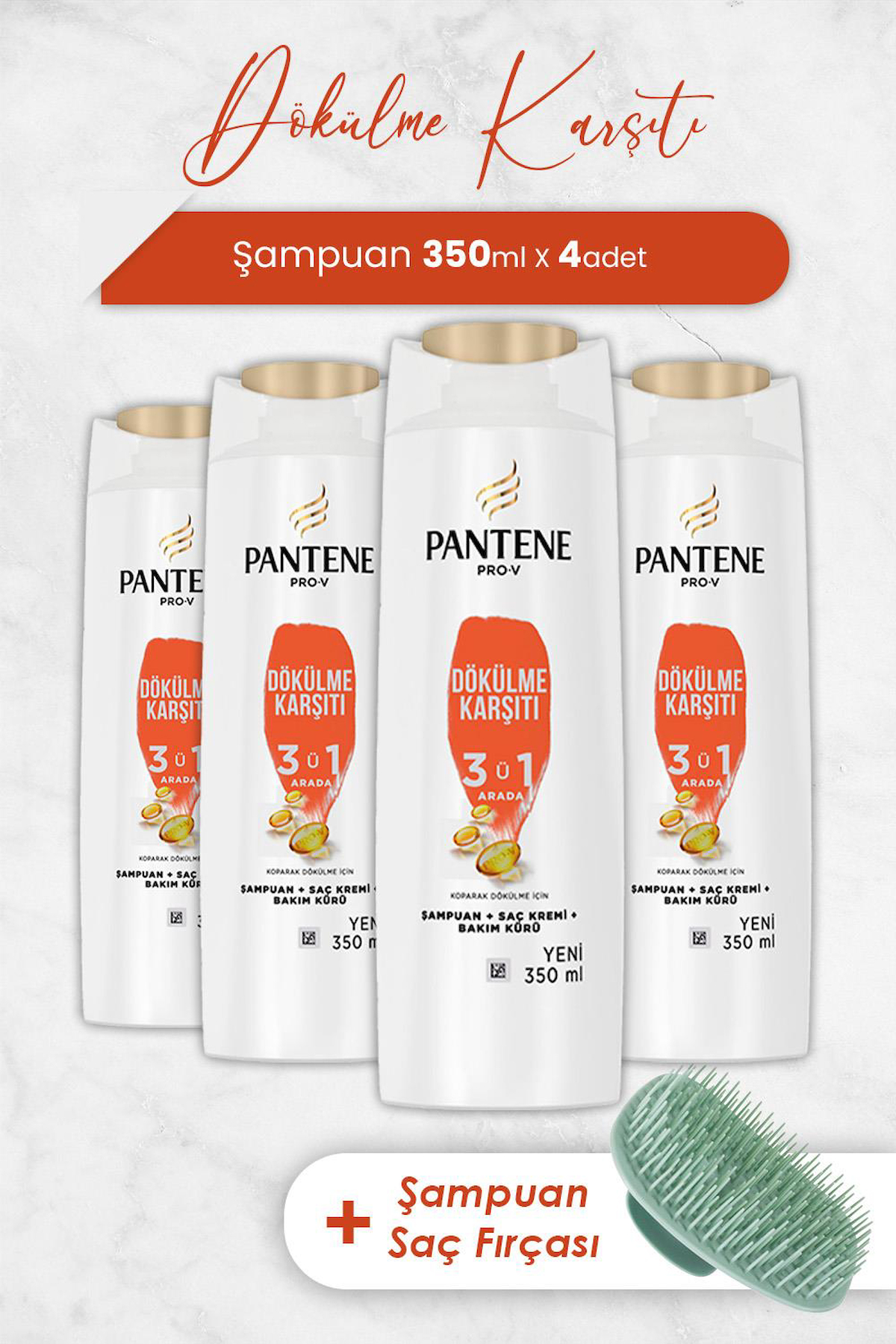 Pantene Pro-V Şaç Dökülmesine Karşı Tüm Saçlar İçin Sülfatsız 3'ü 1 Arada Şampuan 4x350 ml