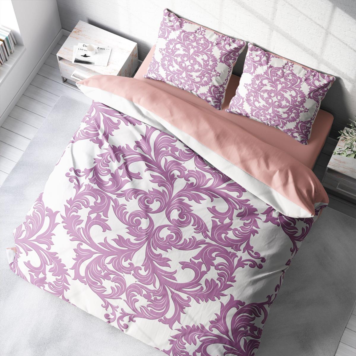 Monohome Damask Pamuk-Saten 4 Mevsim 200 x 220 cm 3D Desenli Çarşaflı Çift Kişilik Nevresim Takımı Pembe