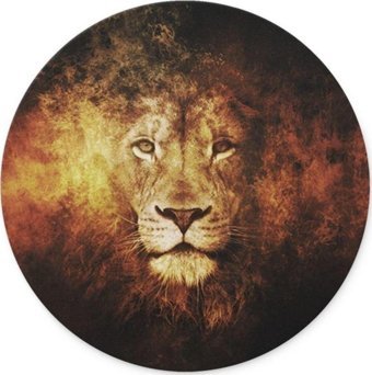 WuW Aslan Yuvarlak 20 cm S Mousepad Siyah-Sarı