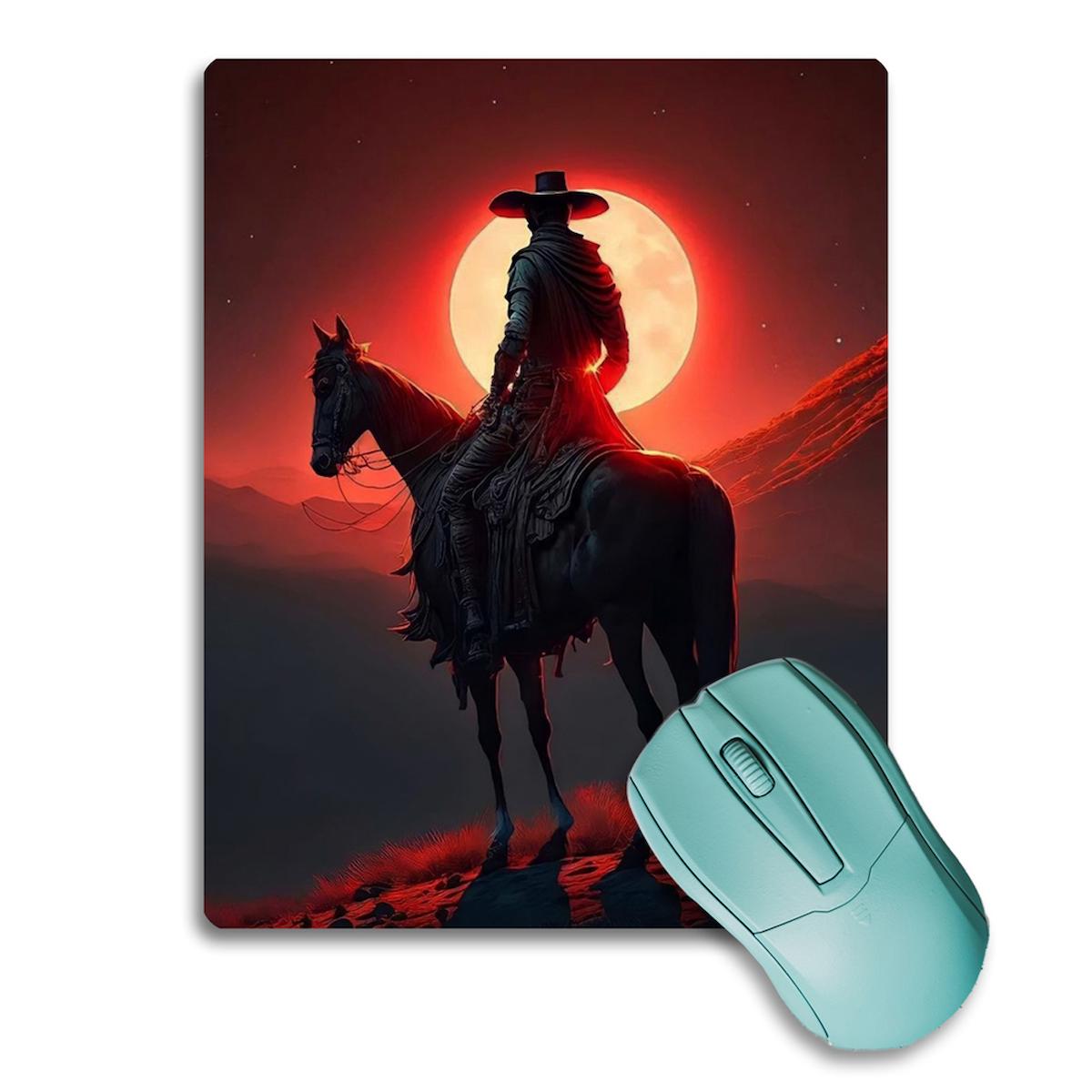 SonicTouch Gün Batımı Kovboy Temalı 17x21 cm M Gaming Mousepad Kırmızı-Siyah