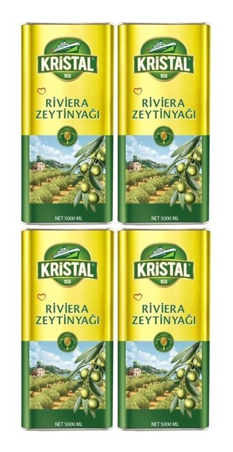 Kristal Organik Polifenollü Olgun Hasat Teneke Riviera Zeytinyağı 4x5 lt