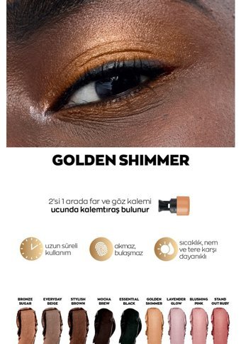 Avon Power Stay Golden Shimmer Toz Metalik Stick Far Kahverengi