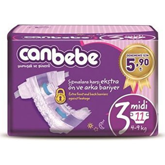 Canbebe Midi 3 Numara Bantlı Bebek Bezi 11 Adet