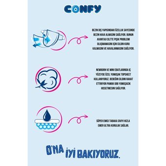Confy Premium Yenidoğan Yenidoğan Cırtlı Bebek Bezi 40 Adet