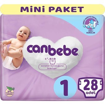 Canbebe Extra Mini Fırsat Paketi Yenidoğan 1 Numara Bantlı Bebek Bezi 336 Adet