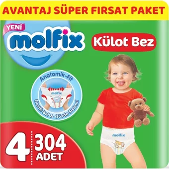 Molfix Maxi 4 Numara Göbek Oyuntulu Külot Bebek Bezi 304 Adet