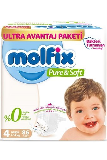 Molfix Pure & Soft 4 Numara Cırtlı Bebek Bezi 516 Adet