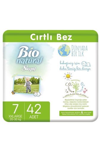 Sleepy Bio Natural 7 Numara Organik Cırtlı Bebek Bezi 42 Adet