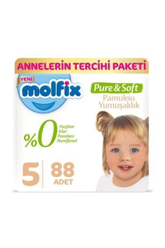 Molfix Pure & Soft 5 Numara Cırtlı Bebek Bezi 2x44 Adet