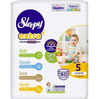 Sleepy Ekstra 5 Numara Organik Cırtlı Bebek Bezi 320 Adet