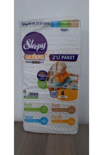 Sleepy Extra Günlük Aktivite 4 + Numara Organik Cırtlı Bebek Bezi 48 Adet