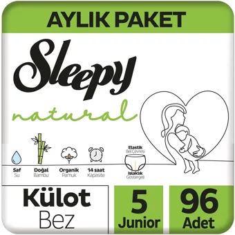 Sleepy Natural 5 Numara Organik Külot Bebek Bezi 96 Adet