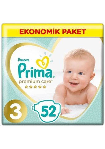 Prima Premium Care 3 Numara Cırtlı Bebek Bezi 4x52 Adet