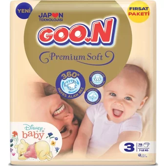 Goon Premium Soft Midi 3 Numara Cırtlı Bebek Bezi 228 Adet