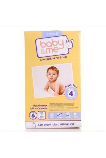 Baby&Me Maxi 4 Numara Cırtlı Bebek Bezi 100 Adet