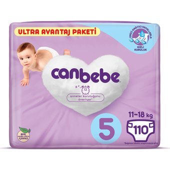 Canbebe Ultra Avantaj Paketi 5 Numara Bantlı Bebek Bezi 110 Adet
