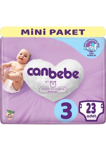 Canbebe Midi Extra Mini Fırsat Paketi 3 Numara Bantlı Bebek Bezi 276 Adet