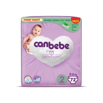 Canbebe Fırsat Paketi 2 Numara Bantlı Bebek Bezi 72 Adet