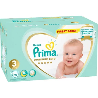 Prima Premium Care 3 Numara Cırtlı Bebek Bezi 112 Adet