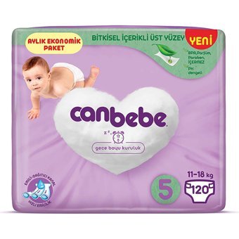 Canbebe Junior 5 Numara Bantlı Bebek Bezi 120 Adet