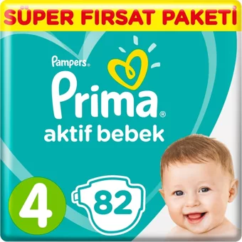 Prima Aktif Bebek 4 Numara Cırtlı Bebek Bezi 3x82 Adet