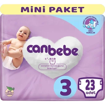 Canbebe Midi Süper Mini Fırsat Paketi 3 Numara Bantlı Bebek Bezi 4x92 Adet