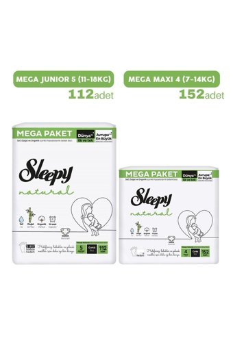 Sleepy Natural 4 Numara Organik Cırtlı Bebek Bezi 112 Adet