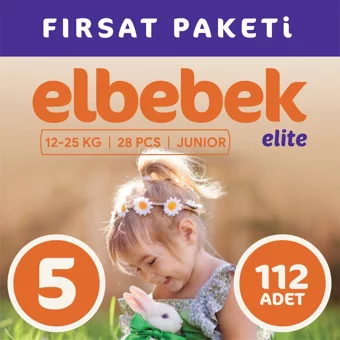 Elbebek Elite Junior 5 Numara Cırtlı Bebek Bezi 112 Adet