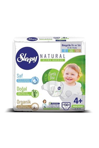 Sleepy Maxi Plus 4 + Numara Organik Cırtlı Bebek Bezi 130 Adet