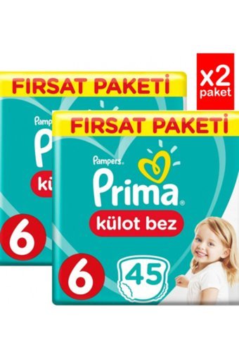 Prima Fırsat Paketi 6 Numara Külot Bebek Bezi 2x45 Adet