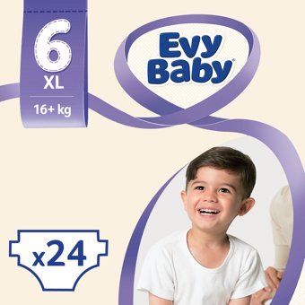 Evy Baby Ekstra Large Jumbo Paket 6 Numara Cırtlı Bebek Bezi 24 Adet