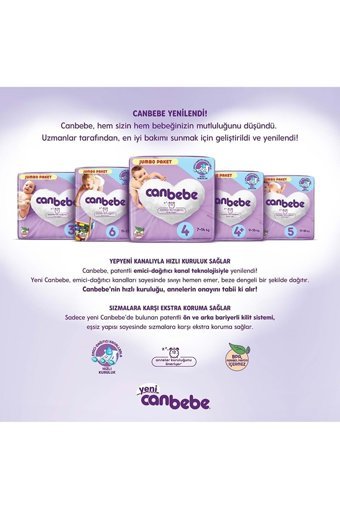 Canbebe Extra Large 6 Numara Bantlı Bebek Bezi 144 Adet