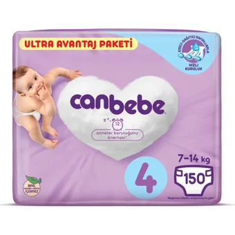 Canbebe Ultra Avantaj Paketi 4 Numara Bantlı Bebek Bezi 150 Adet